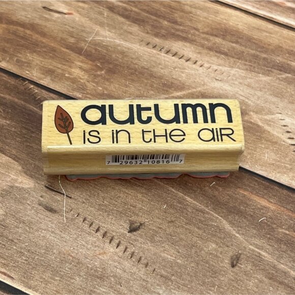 2009 STUDIO G AUTUMN IS IN THE AIR WOOD MOUNTED RUBBER STAMP BY LYNETTE A TAYLOR - Picture 1 of 4